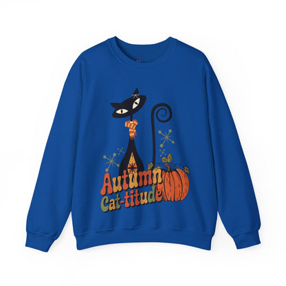 Kate McEnroe New York Atomic Cat Autumn Cat - titude Sweatshirt, Mid Century Modern Retro Fall Cozy PulloverSweatshirts98549699291940817061