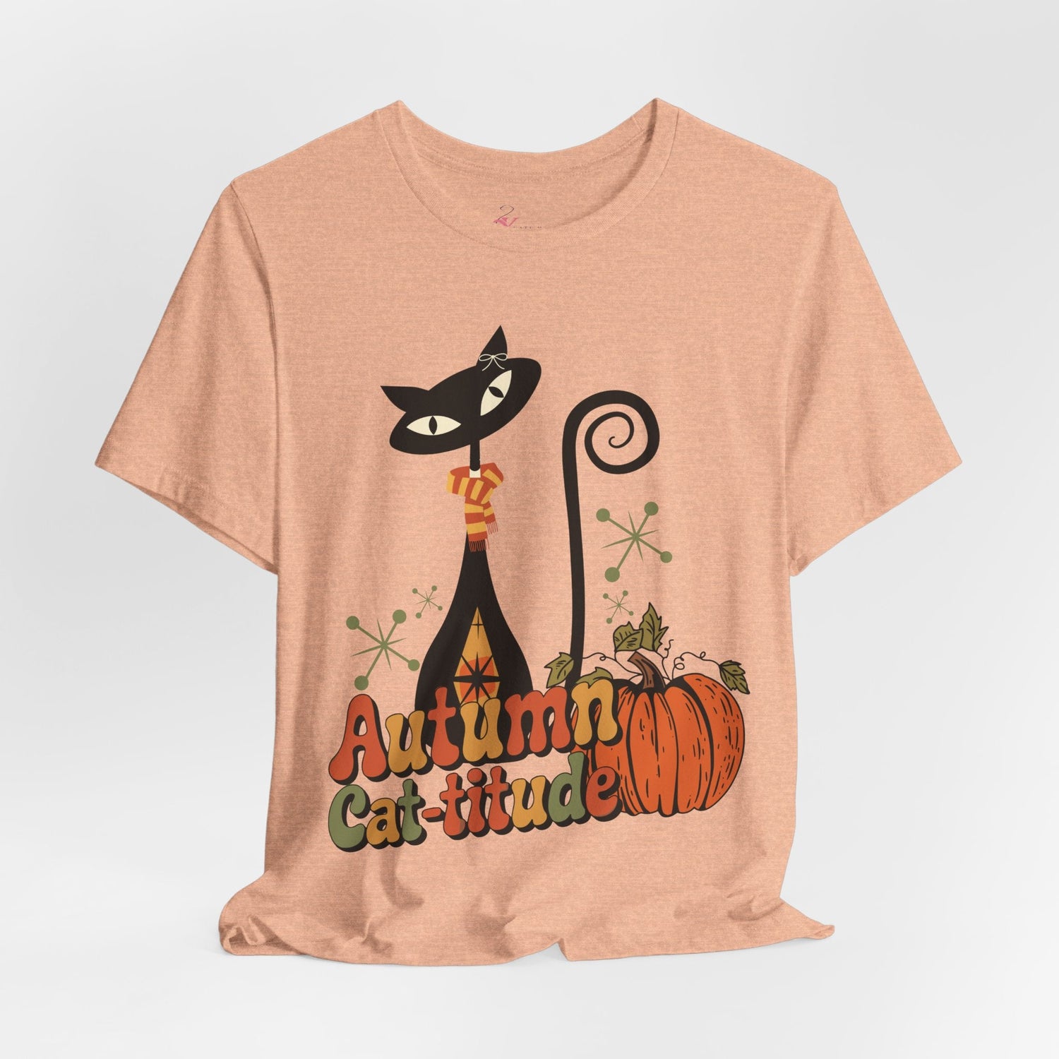 Kate McEnroe New York Atomic Cat Autumn Cat - titude T-Shirt, Retro Fall Pumpkin Mid Century Modern TeeT-Shirts16885026438218960945
