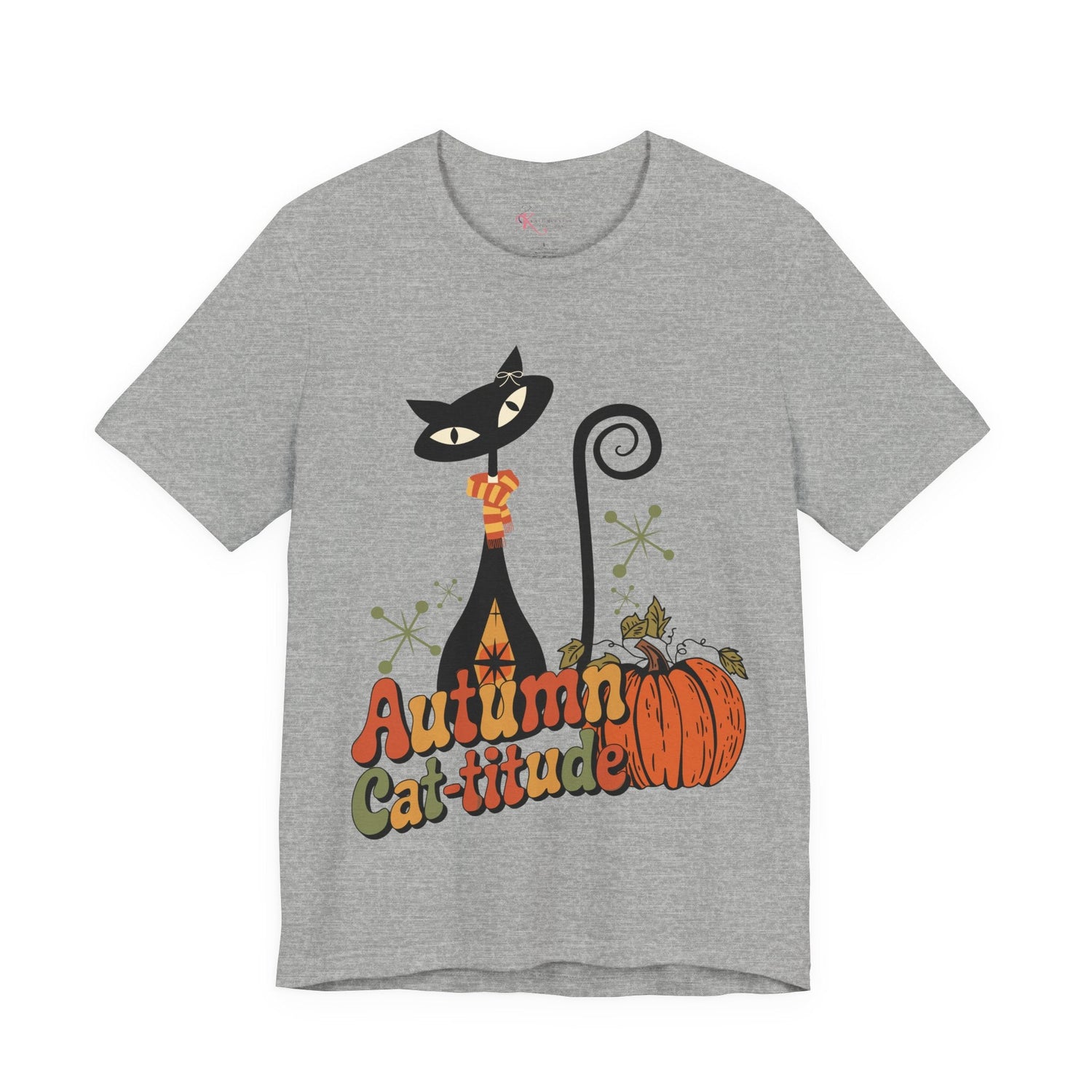 Kate McEnroe New York Atomic Cat Autumn Cat - titude T-Shirt, Retro Fall Pumpkin Mid Century Modern TeeT-Shirts24910011575403559184