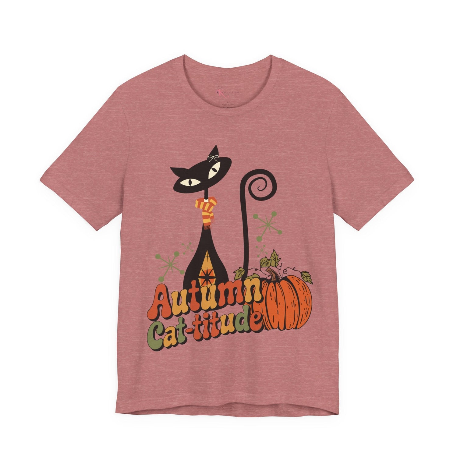 Kate McEnroe New York Atomic Cat Autumn Cat - titude T-Shirt, Retro Fall Pumpkin Mid Century Modern TeeT-Shirts25748232854413832338