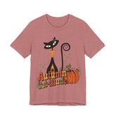 Kate McEnroe New York Atomic Cat Autumn Cat - titude T-Shirt, Retro Fall Pumpkin Mid Century Modern TeeT-Shirts25748232854413832338