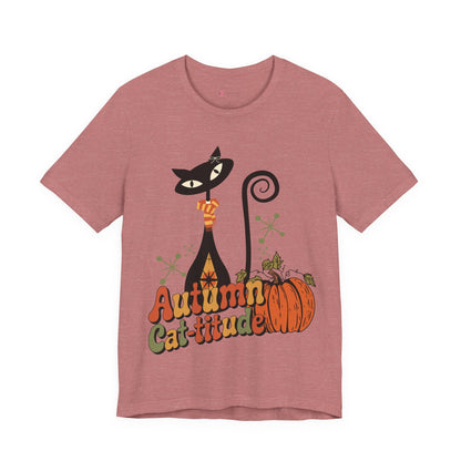 Kate McEnroe New York Atomic Cat Autumn Cat - titude T-Shirt, Retro Fall Pumpkin Mid Century Modern TeeT-Shirts25748232854413832338