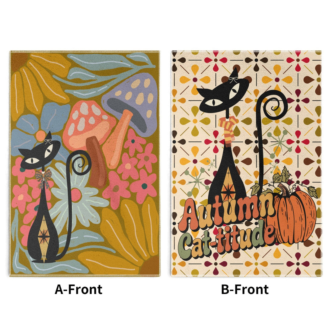 Kate McEnroe New York Atomic Cat Autumn Dish Towel Set, Mid Century Modern Retro Kitchen LinensDish TowelsNVO8R64Y - 1