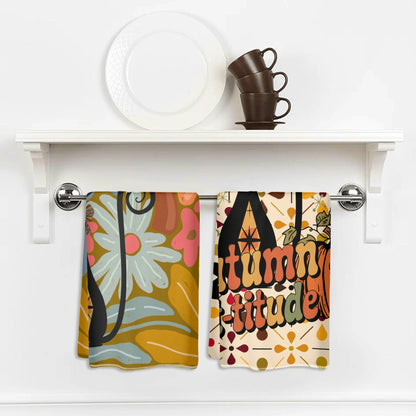 Kate McEnroe New York Atomic Cat Autumn Dish Towel Set, Mid Century Modern Retro Kitchen LinensDish TowelsNVO8R64Y - 1