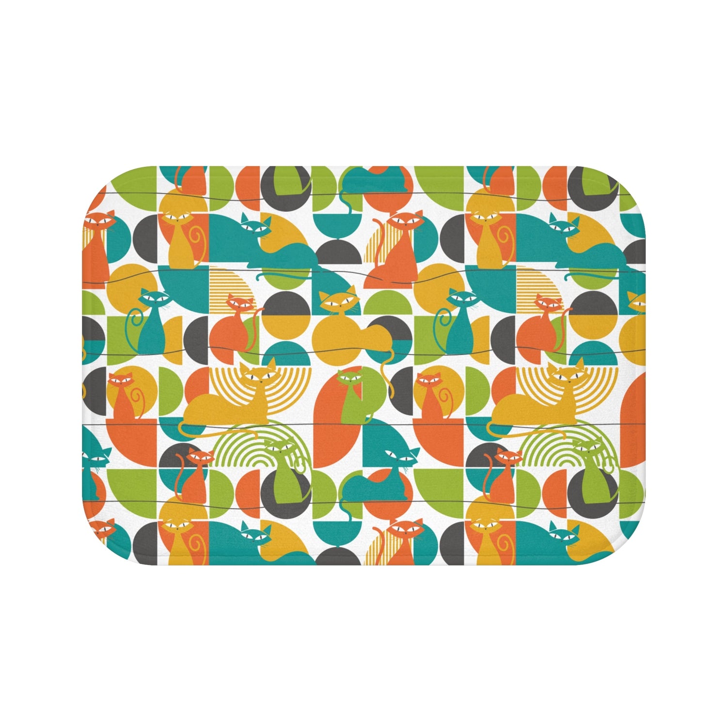 Kate McEnroe New York Atomic Cat Bath Mat, Mid Century Modern Retro Geometric Bathroom RugBath Mats27237991752670463883