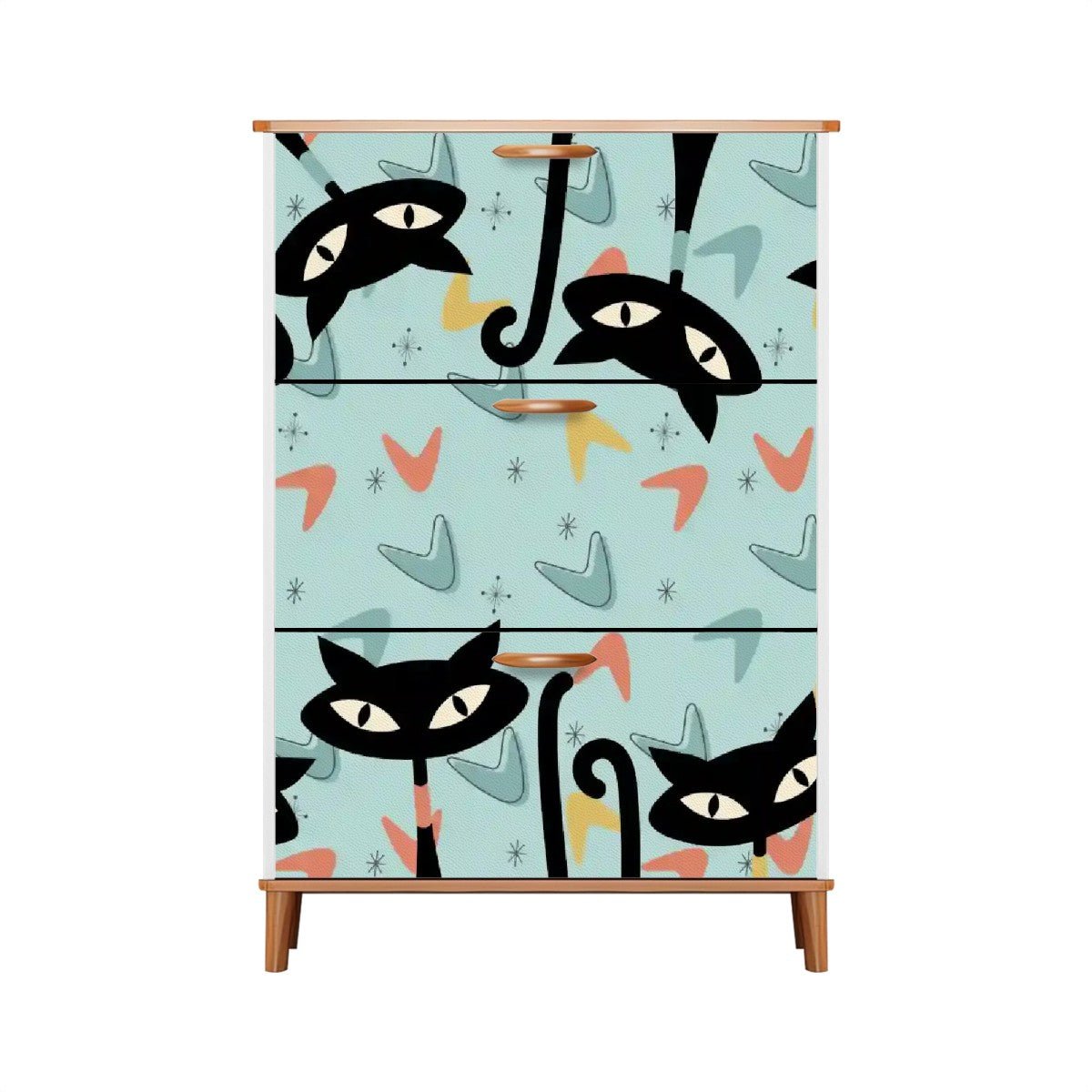Kate McEnroe New York Atomic Cat Boomerang Shoe Storage Cabinet, Mid Century Modern Kitty Furniture, Retro Starburst Entryway OrganizerShoe StoragetkJ0Z9QbEl