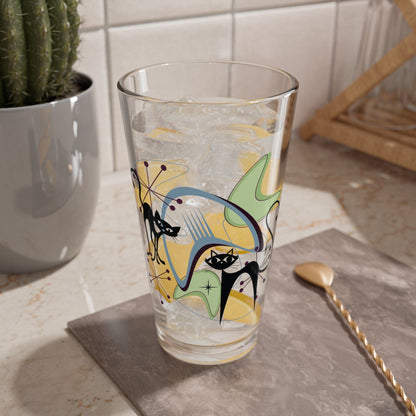 Kate McEnroe New York Atomic Cat Boomerang Starburst Cocktail Glass, Mid Century Modern Pint, Retro Barware, MCM Drinking GlassMixing Glasses25588061832193812251