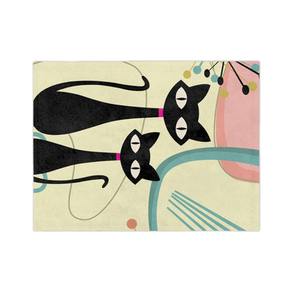 Kate McEnroe New York Atomic Cat Boomerang Starburst Minky Blanket, 1950s Retro Mod Teal, Pink, Cream Yellow Geometric Blanket, MCM Soft Plush Throw - 13429123 Blankets