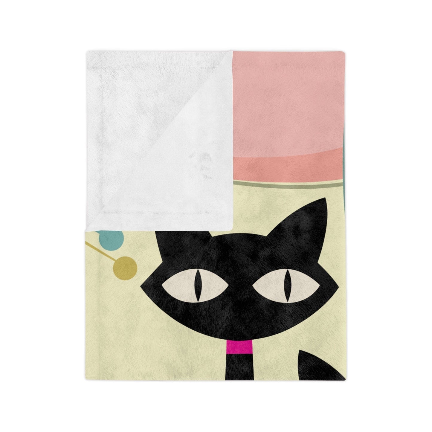 Kate McEnroe New York Atomic Cat Boomerang Starburst Minky Blanket, 1950s Retro Mod Teal, Pink, Cream Yellow Geometric Blanket, MCM Soft Plush Throw - 13429123 Blankets