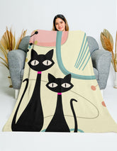 Kate McEnroe New York Atomic Cat Boomerang Starburst Minky Blanket, 1950s Retro Mod Teal, Pink, Cream Yellow Geometric Blanket, MCM Soft Plush Throw - 13429123Blankets18080693101626038050