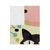 Kate McEnroe New York Atomic Cat Boomerang Starburst Minky Blanket, 1950s Retro Mod Teal, Pink, Cream Yellow Geometric Blanket, MCM Soft Plush Throw - 13429123Blankets18080693101626038050