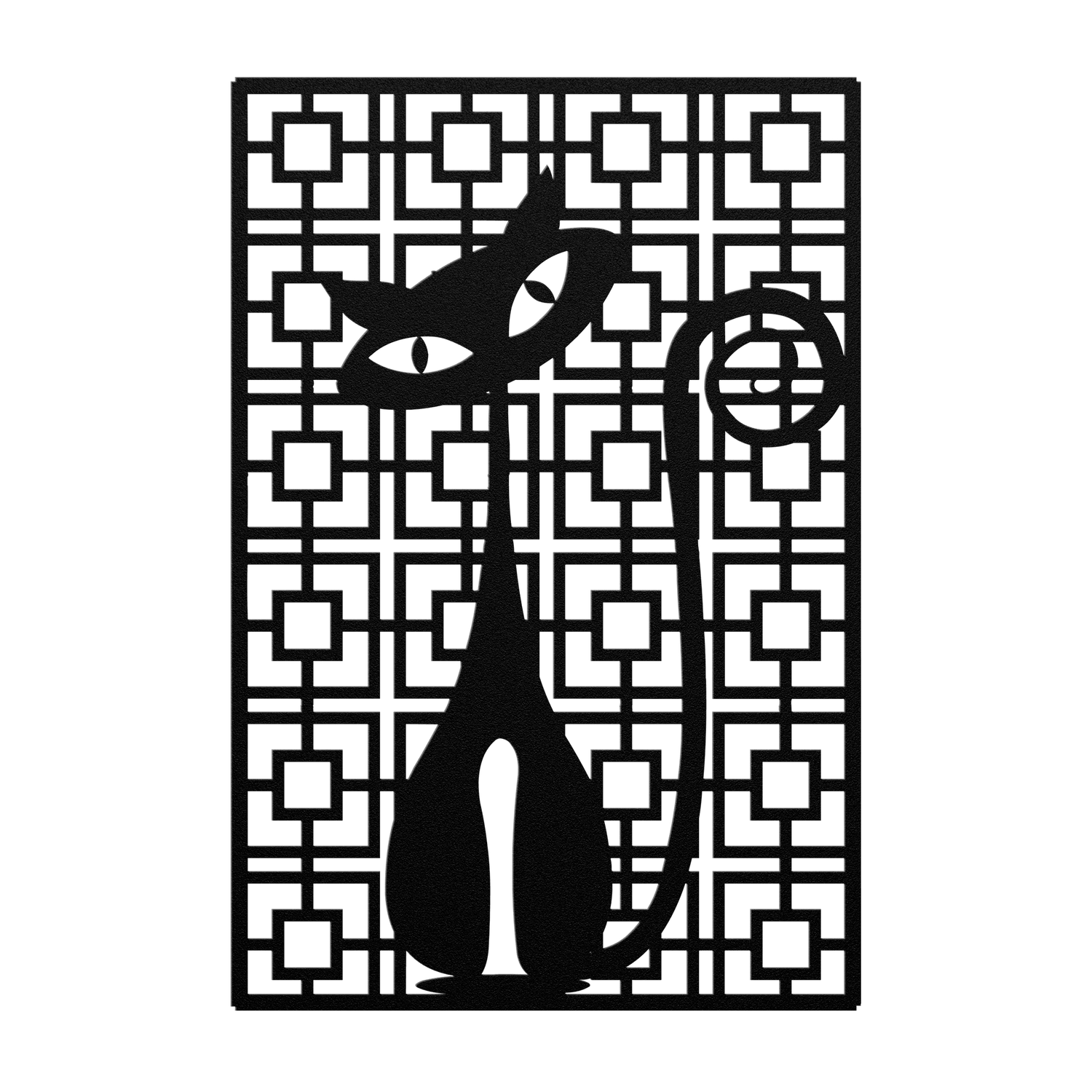 Kate McEnroe New York Atomic Cat Breeze Block Metal Wall Art, Kitsch Mid Century Modern DecorMetal Wall ArtMTS12BLACK