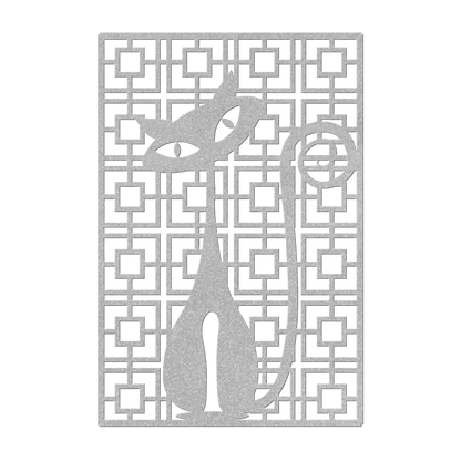 Kate McEnroe New York Atomic Cat Breeze Block Metal Wall Art, Kitsch Mid Century Modern DecorMetal Wall ArtMTS12SILVER