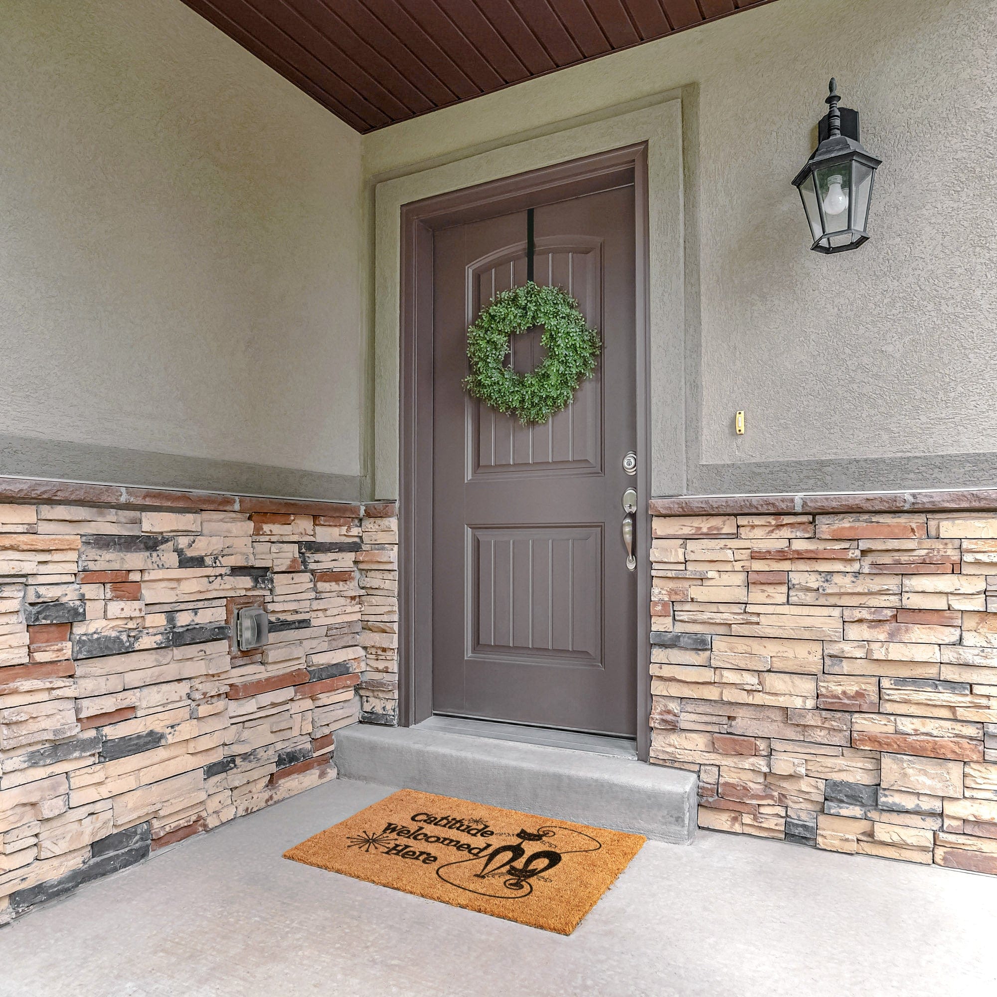 Kate McEnroe New York Atomic Cat "Catitude Welcome Here" Doormat, Midcentury Modern Kitty, Retro Funny Entrance Mat - KM13629723Door Mats36x24outdoor