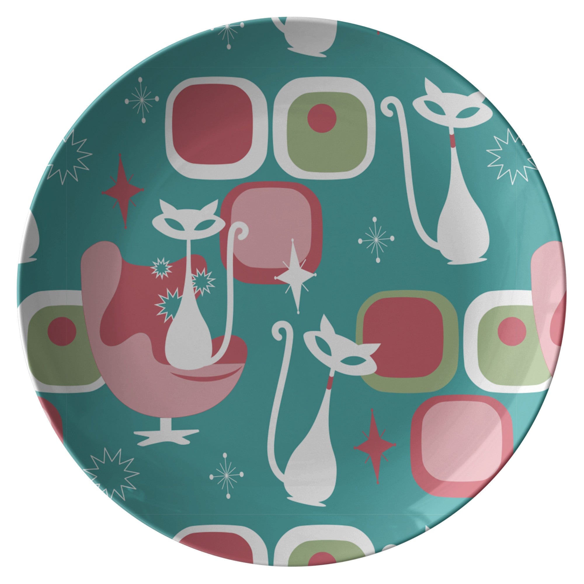 Kate McEnroe New York Atomic Cat Christmas Dinner Plates, Retro Festive Tableware, Mid Century Modern DishesPlates9820SINGLE