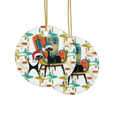 Kate McEnroe New York Atomic Cat Christmas Ornament, Mid Century Modern Retro Holiday Decor - Double Sided DesignOrnaments58671171283922089180