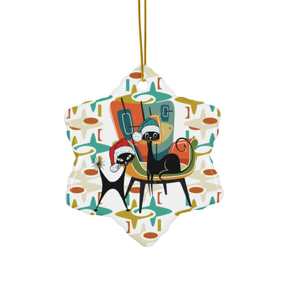 Kate McEnroe New York Atomic Cat Christmas Ornament, Mid Century Modern Retro Holiday Decor - Double Sided DesignOrnaments58671171283922089180