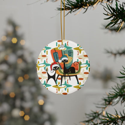 Kate McEnroe New York Atomic Cat Christmas Ornament, Mid Century Modern Retro Holiday Decor - Double Sided DesignOrnaments58671171283922089180