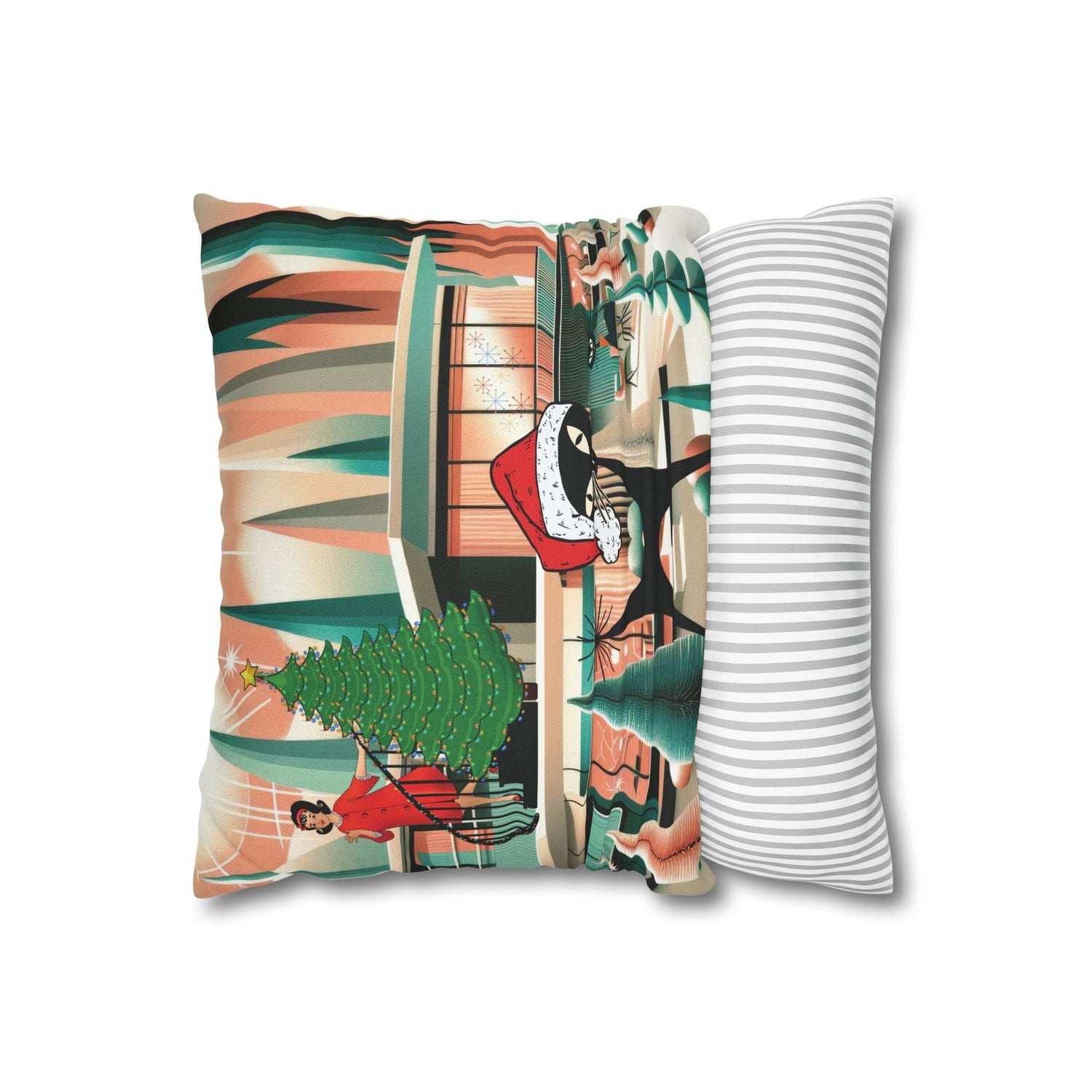 Kate McEnroe New York Atomic Cat Christmas Pillow Cover, Mid Century Modern Holiday AccentThrow Pillow Covers34000433377981699791