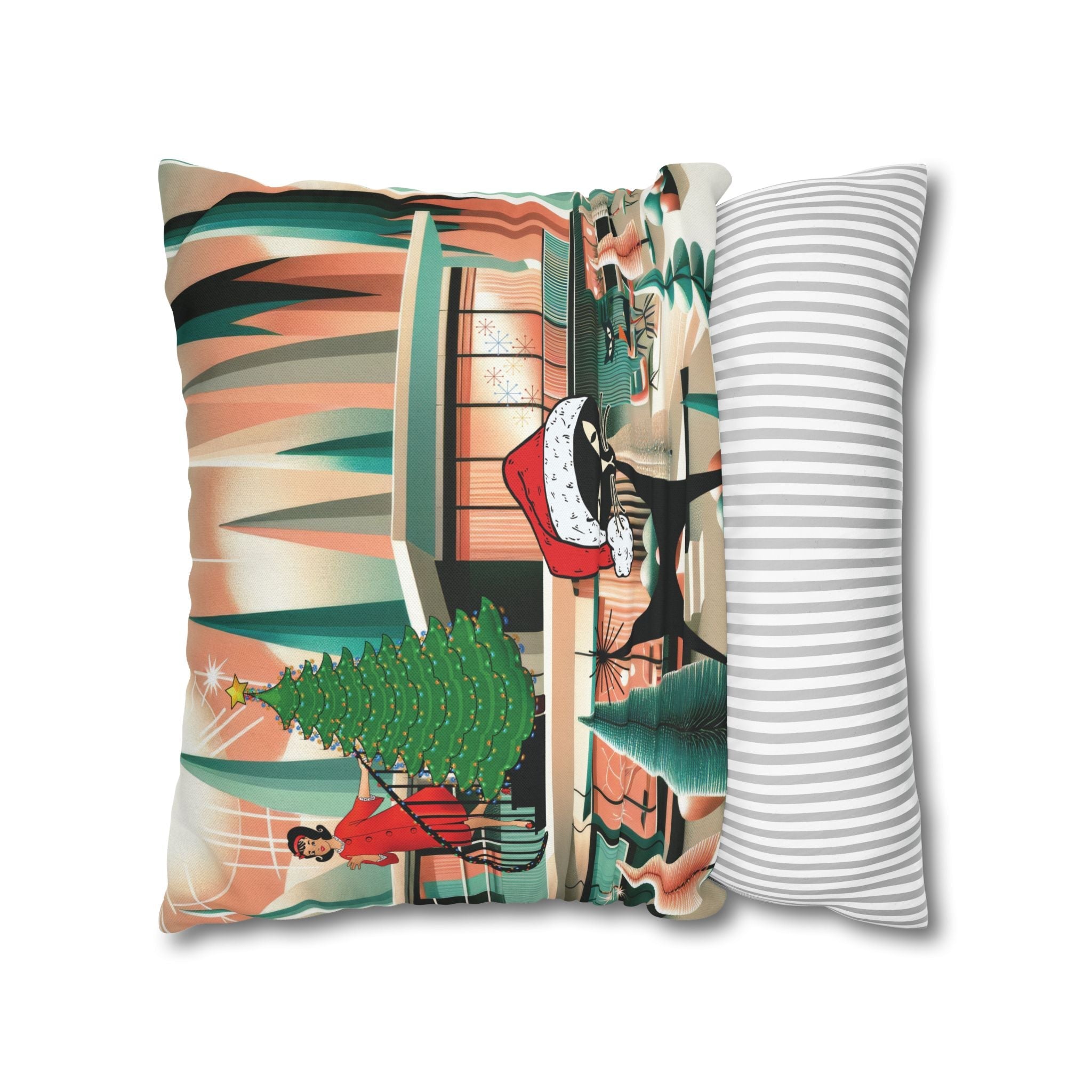 Kate McEnroe New York Atomic Cat Christmas Pillow Cover, Mid Century Modern Holiday AccentThrow Pillow Covers34000433377981699791