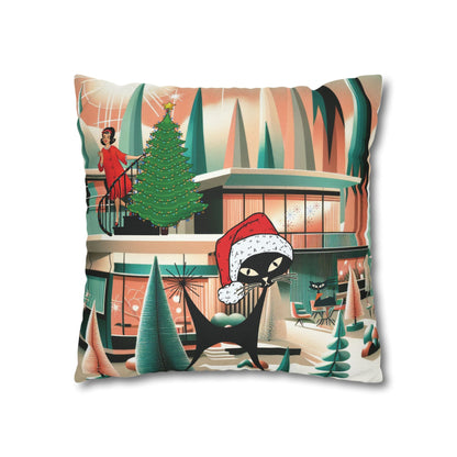 Kate McEnroe New York Atomic Cat Christmas Pillow Cover, Mid Century Modern Holiday AccentThrow Pillow Covers34000433377981699791