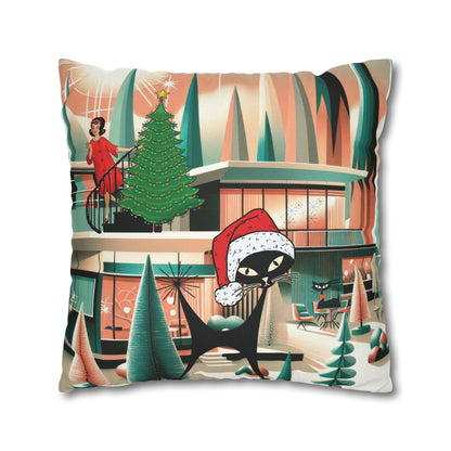 Kate McEnroe New York Atomic Cat Christmas Pillow Cover, Mid Century Modern Holiday AccentThrow Pillow Covers34000433377981699791