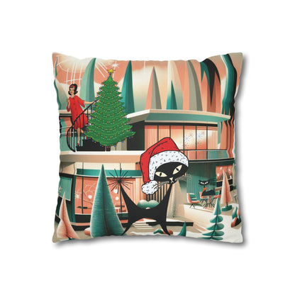 Kate McEnroe New York Atomic Cat Christmas Pillow Cover, Mid Century Modern Holiday AccentThrow Pillow Covers34000433377981699791