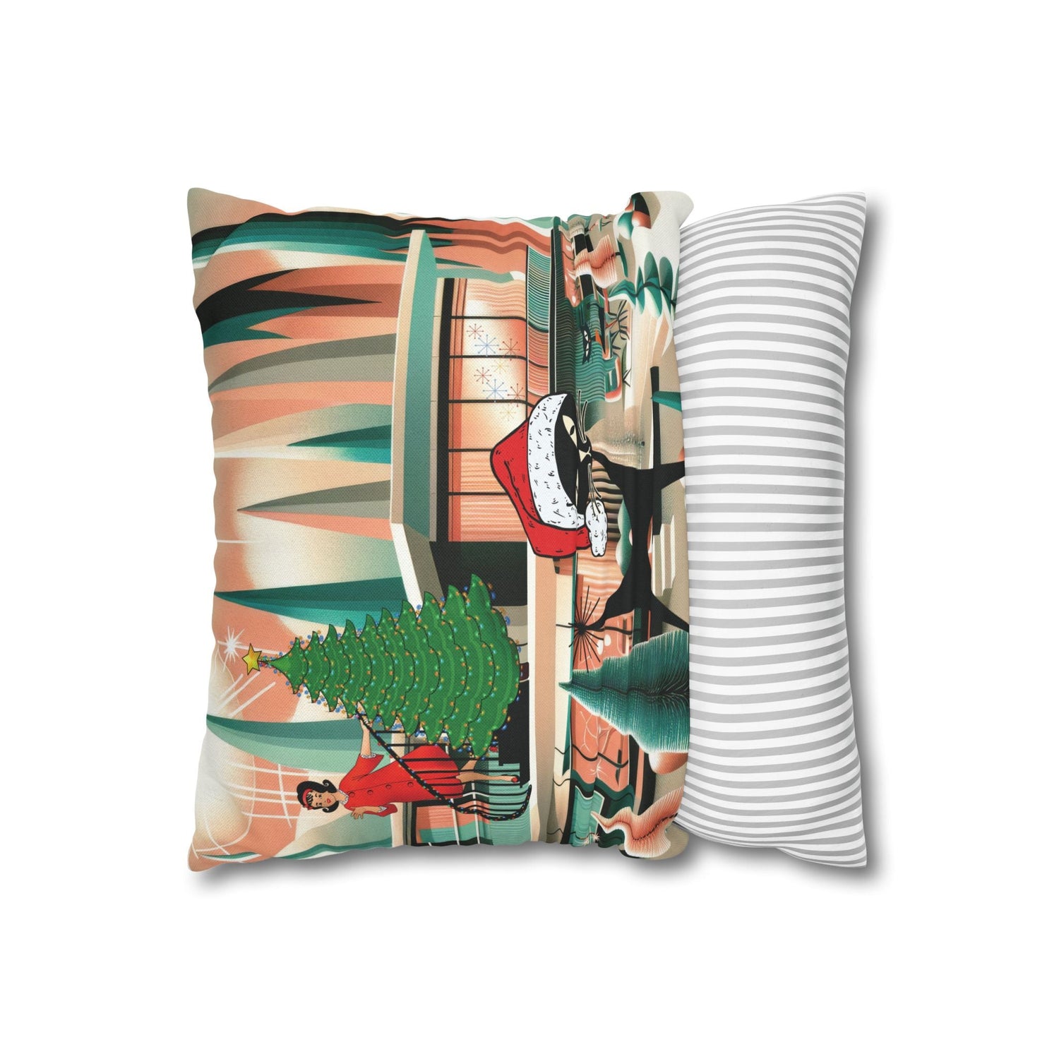 Kate McEnroe New York Atomic Cat Christmas Pillow Cover, Mid Century Modern Holiday AccentThrow Pillow Covers34000433377981699791