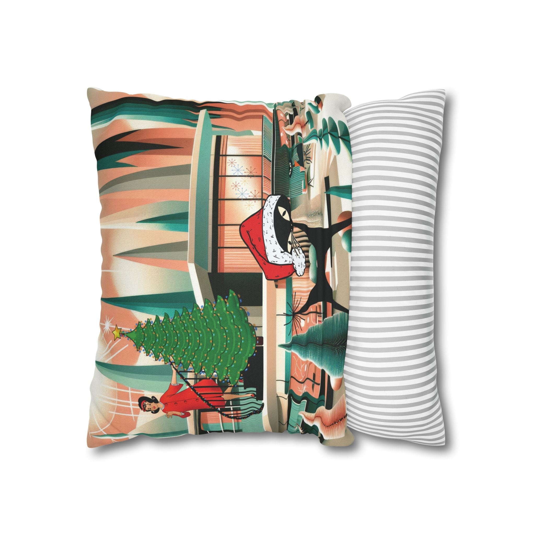 Kate McEnroe New York Atomic Cat Christmas Pillow Cover, Mid Century Modern Holiday AccentThrow Pillow Covers34000433377981699791