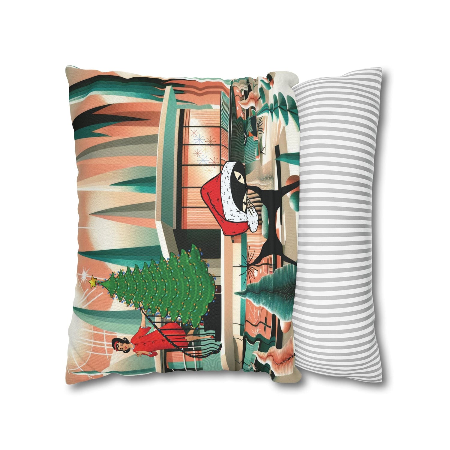 Kate McEnroe New York Atomic Cat Christmas Pillow Cover, Mid Century Modern Holiday AccentThrow Pillow Covers34000433377981699791