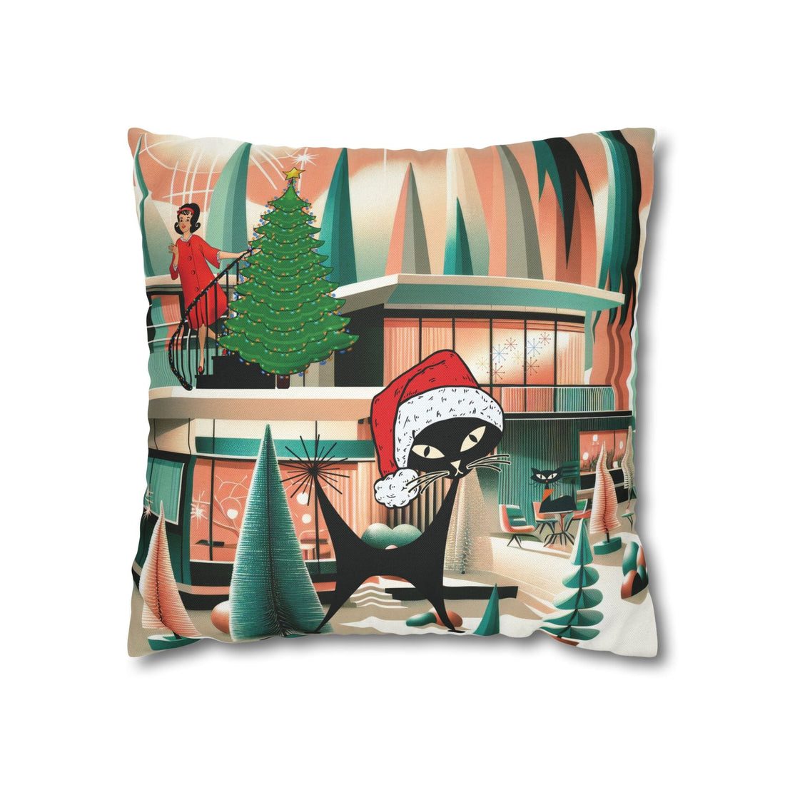 Kate McEnroe New York Atomic Cat Christmas Pillow Cover, Mid Century Modern Holiday AccentThrow Pillow Covers51699103921755436680