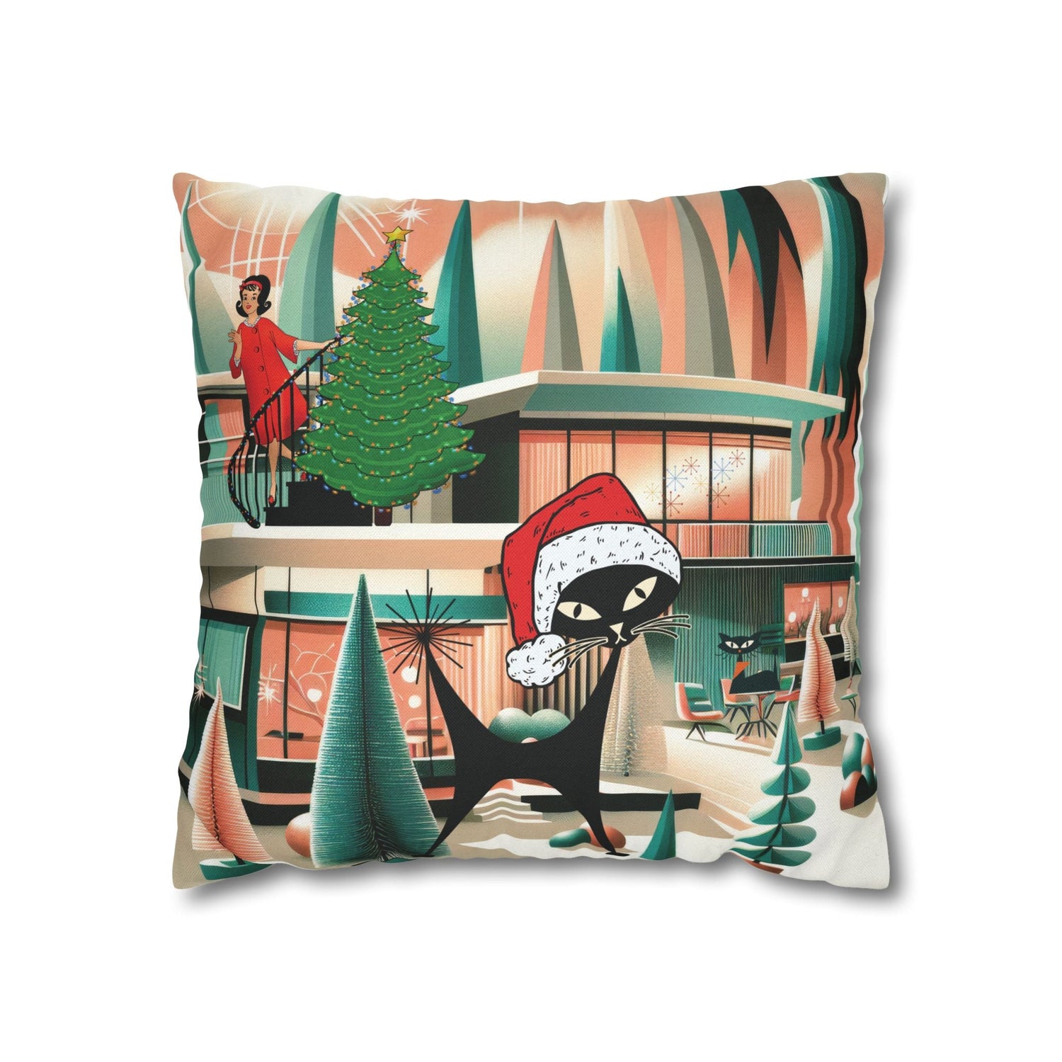 Kate McEnroe New York Atomic Cat Christmas Pillow Cover, Mid Century Modern Holiday AccentThrow Pillow Covers51699103921755436680