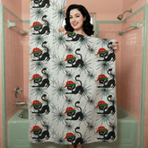 Kate McEnroe New York Atomic Cat Christmas Shower Curtain, Retro MCM Holiday Bathroom DecorShower Curtains23519753228174858594
