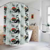 Kate McEnroe New York Atomic Cat Christmas Shower Curtain, Retro MCM Holiday Bathroom DecorShower Curtains23519753228174858594