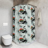 Kate McEnroe New York Atomic Cat Christmas Shower Curtain, Retro MCM Holiday Bathroom DecorShower Curtains23519753228174858594
