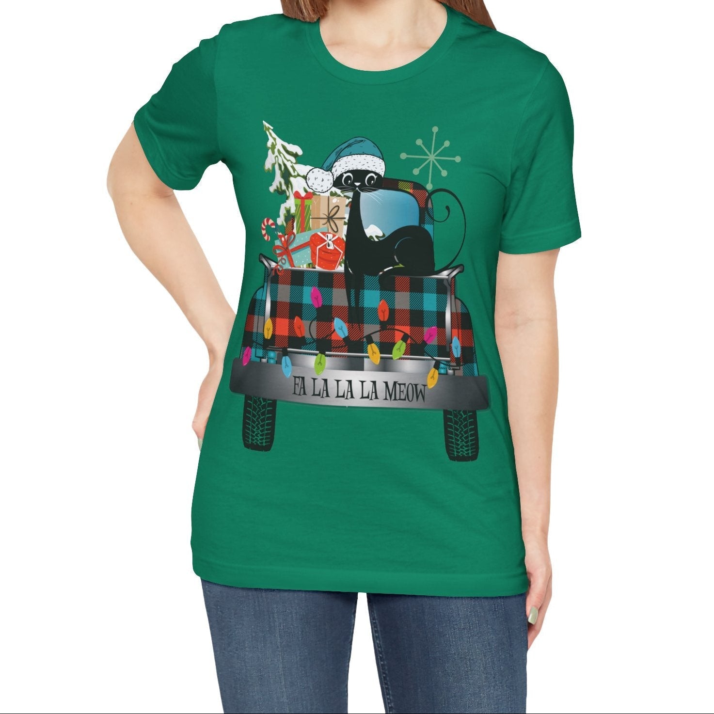 Kate McEnroe New York Atomic Cat Christmas Truck Retro Holiday T-ShirtT-Shirts36674739054038859613
