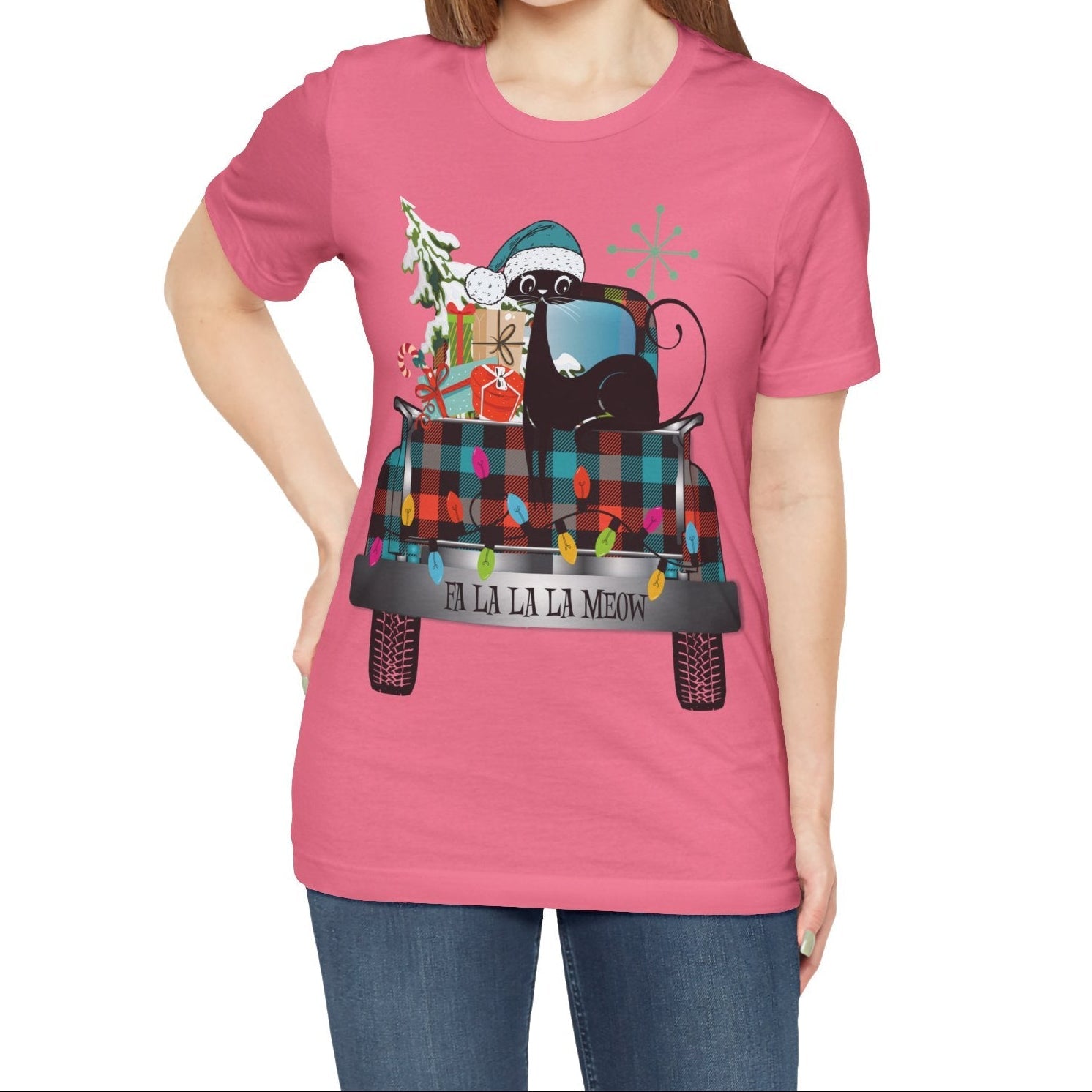 Kate McEnroe New York Atomic Cat Christmas Truck Retro Holiday T-ShirtT-Shirts36674739054038859613