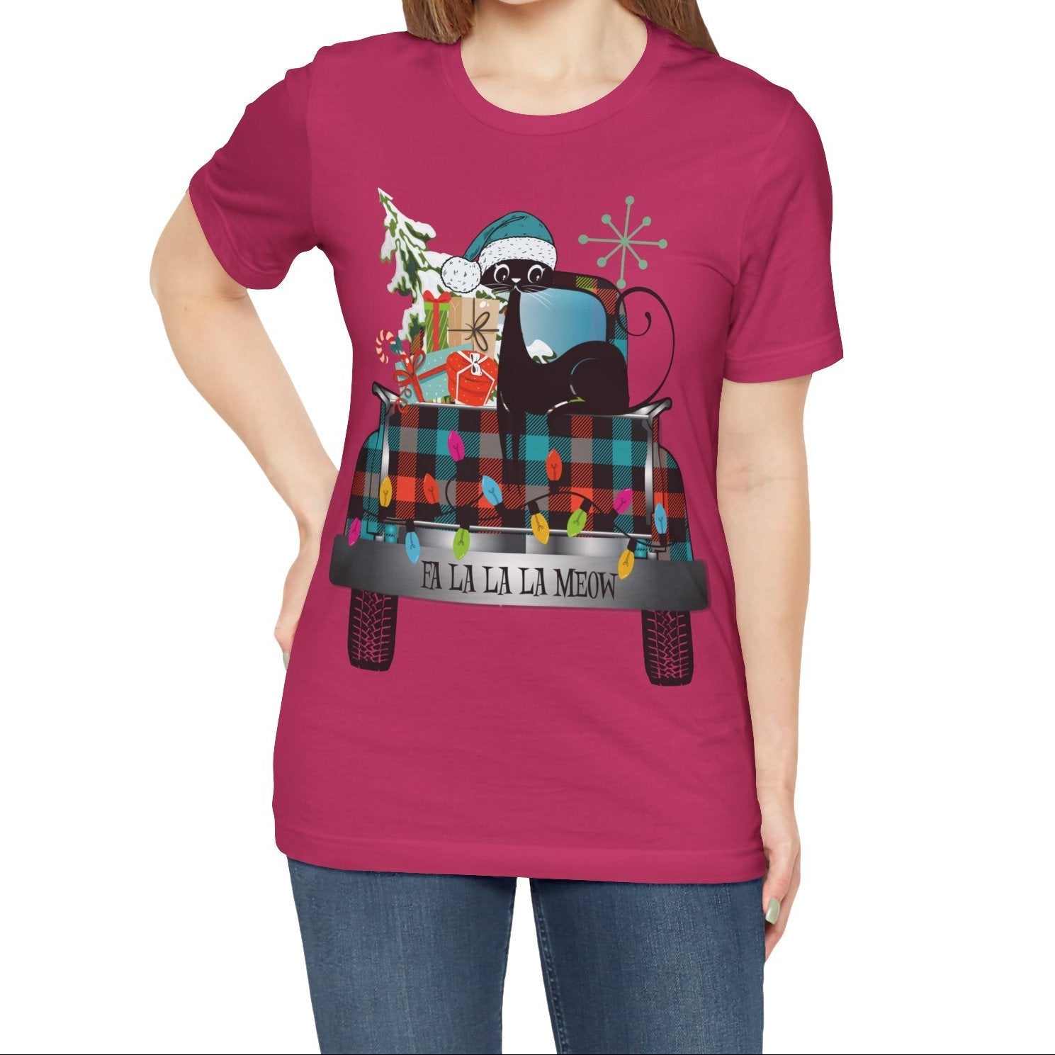 Kate McEnroe New York Atomic Cat Christmas Truck Retro Holiday T-ShirtT-Shirts36674739054038859613