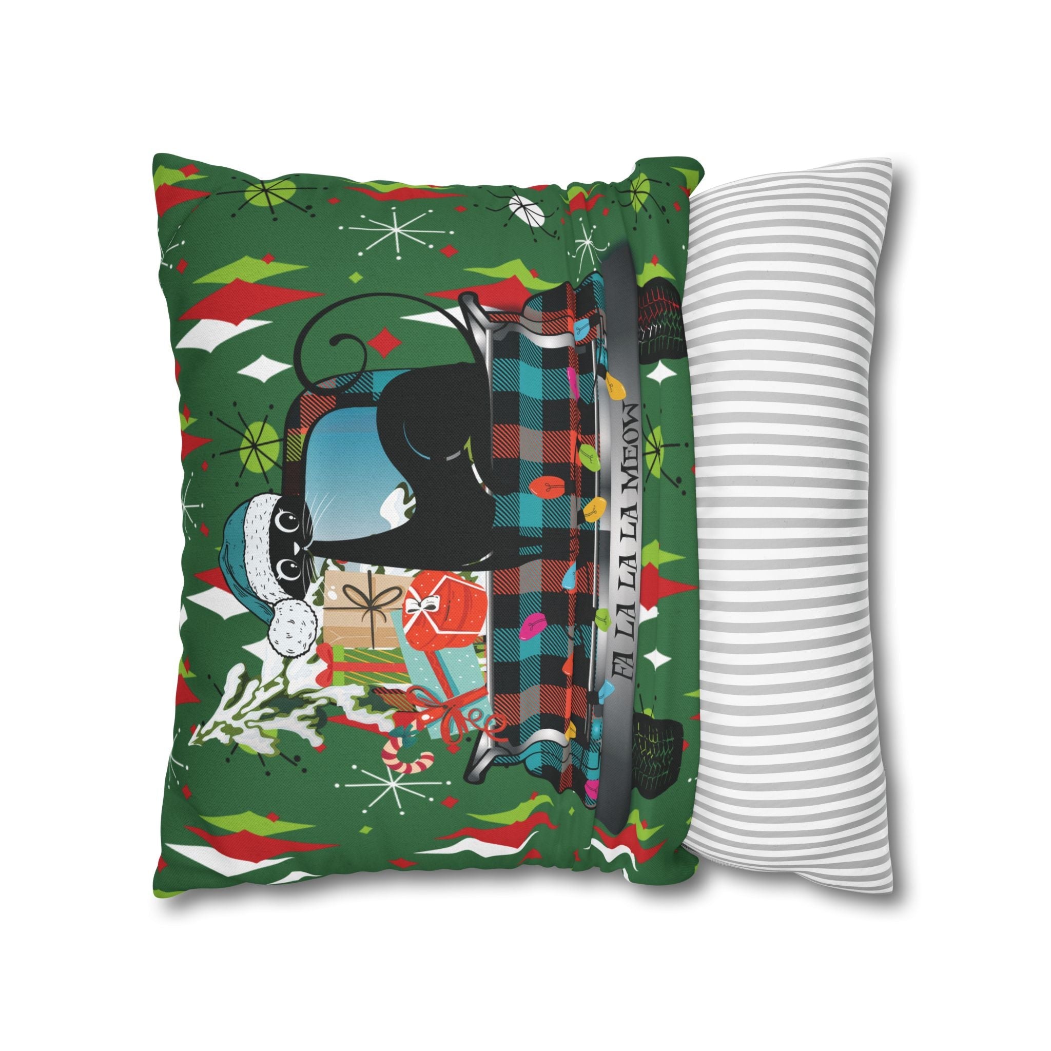 Kate McEnroe New York Atomic Cat Christmas Truck Retro Mid Century Modern Throw Pillow CoverThrow Pillow Covers28475820284630666808