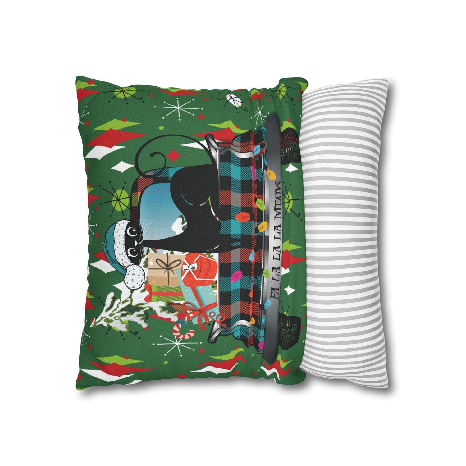 Kate McEnroe New York Atomic Cat Christmas Truck Retro Mid Century Modern Throw Pillow CoverThrow Pillow Covers28475820284630666808