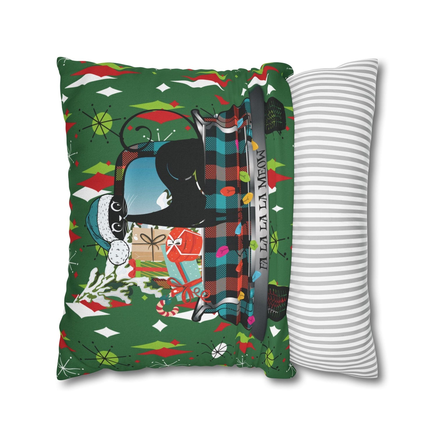 Kate McEnroe New York Atomic Cat Christmas Truck Retro Mid Century Modern Throw Pillow CoverThrow Pillow Covers28475820284630666808