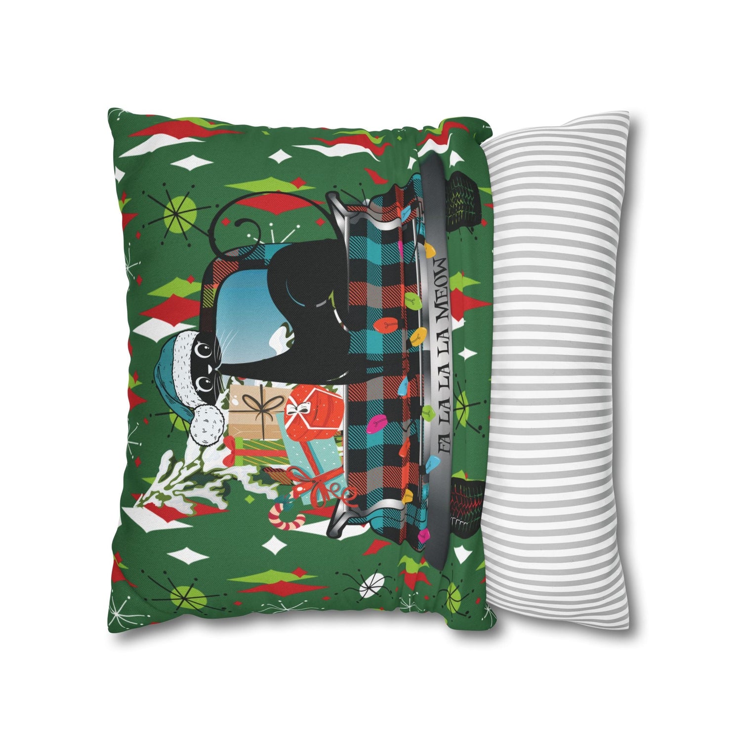 Kate McEnroe New York Atomic Cat Christmas Truck Retro Mid Century Modern Throw Pillow CoverThrow Pillow Covers28475820284630666808