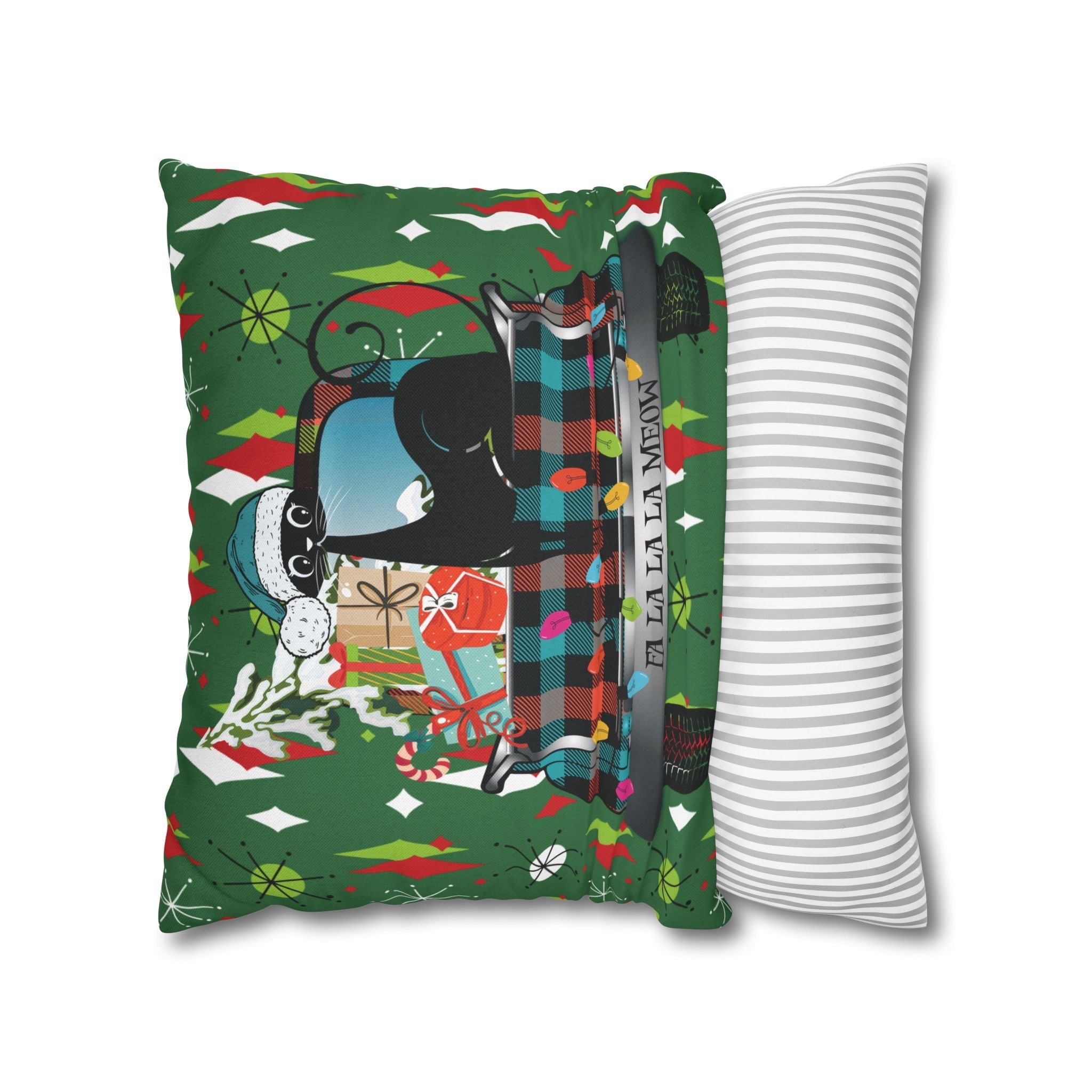 Kate McEnroe New York Atomic Cat Christmas Truck Retro Mid Century Modern Throw Pillow CoverThrow Pillow Covers28475820284630666808