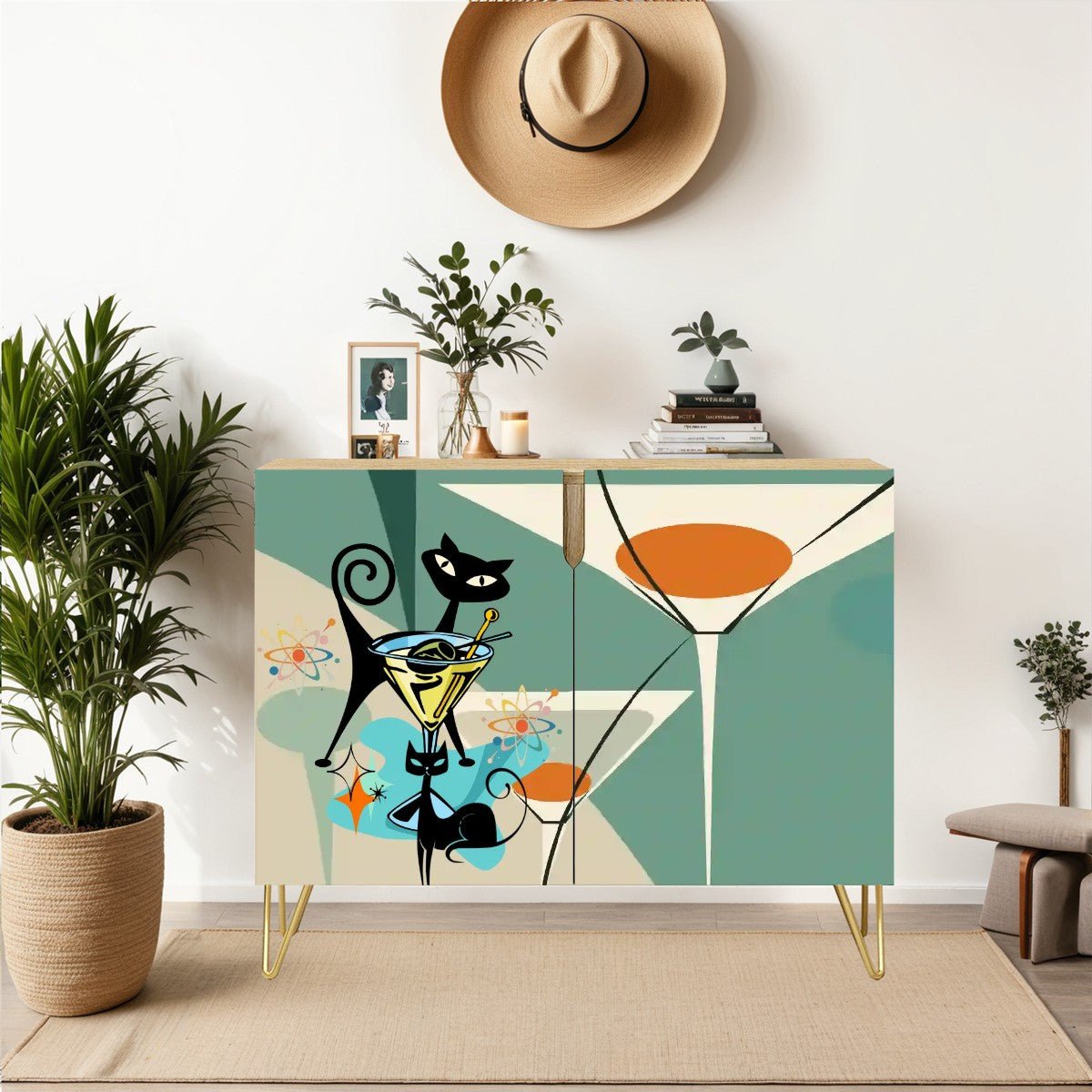 Kate McEnroe New York Atomic Cat Cocktail Cabinet, Mid Century Modern Bar Storage, Retro 50s Martini Lounge SideboardStorage CabinetsqkxaSjBLX8