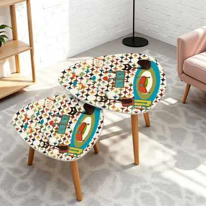 Kate McEnroe New York Atomic Cat Cocktail Lounge Danish Nesting Tables, Mid Century Modern Scandinavian Danish Side TablesNesting TablesggdJxa1Qak
