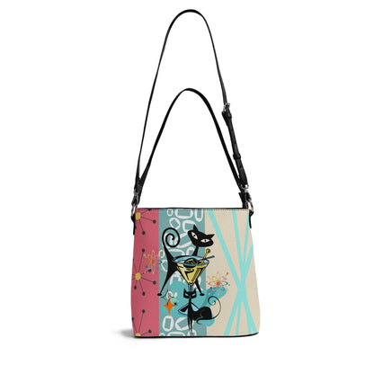 Kate McEnroe New York Atomic Cat Cocktail Mid Century Modern Retro Bucket BagHandbagsWQP9E9PN-1