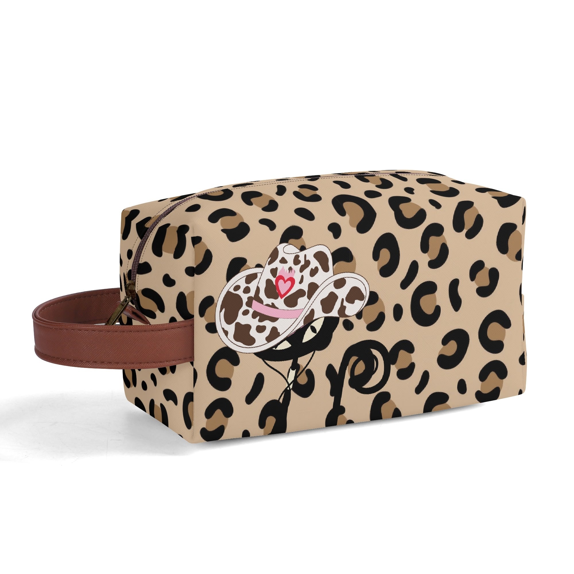 Kate McEnroe New York Atomic Cat Cowgirl Leopard Print Toiletry Bag, Retro Western Kitsch Dopp Kit, Mid Century Modern Travel OrganizerCosmetic &amp; Toiletry BagsW8MQZZOW - 1