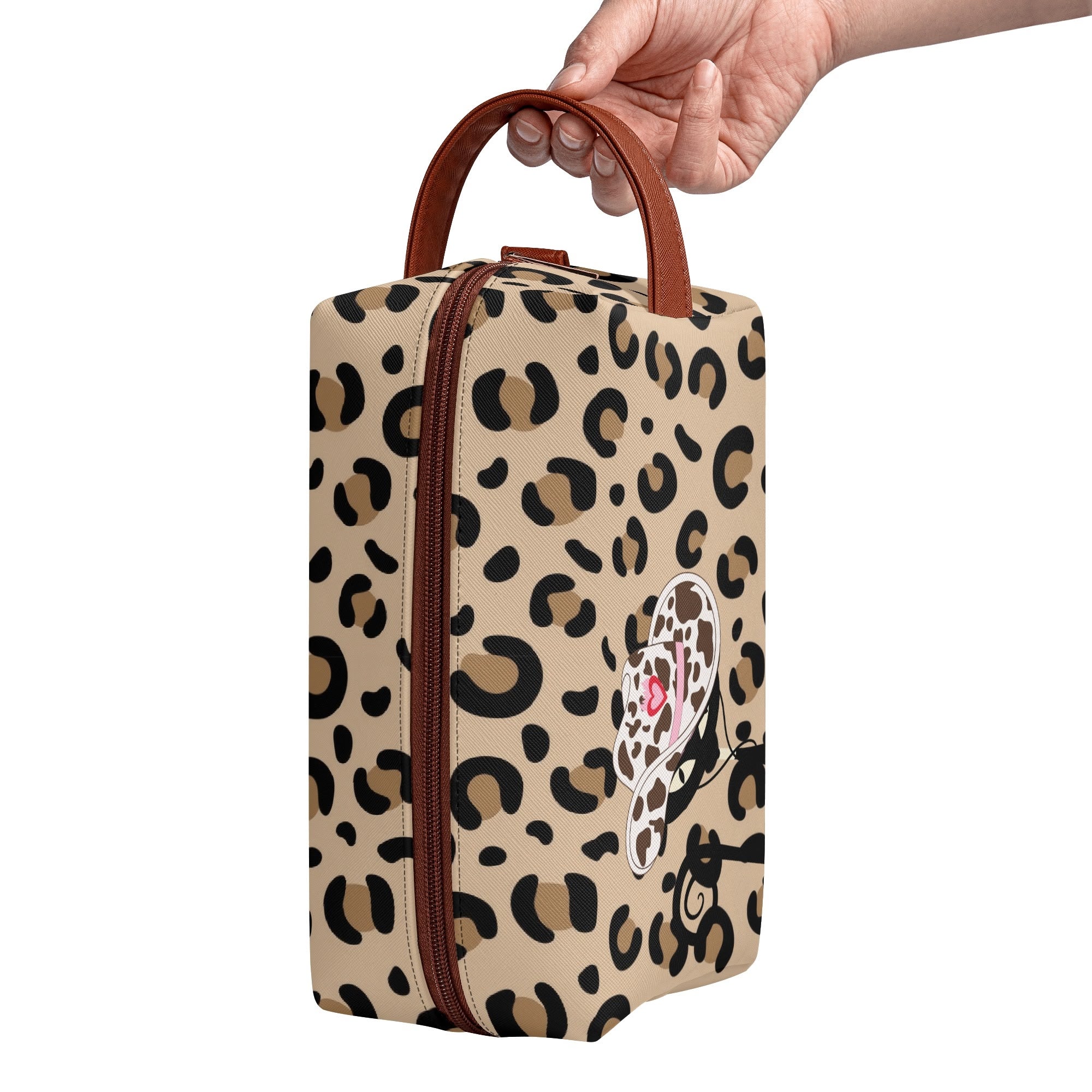 Kate McEnroe New York Atomic Cat Cowgirl Leopard Print Toiletry Bag, Retro Western Kitsch Dopp Kit, Mid Century Modern Travel OrganizerCosmetic &amp; Toiletry BagsW8MQZZOW - 1
