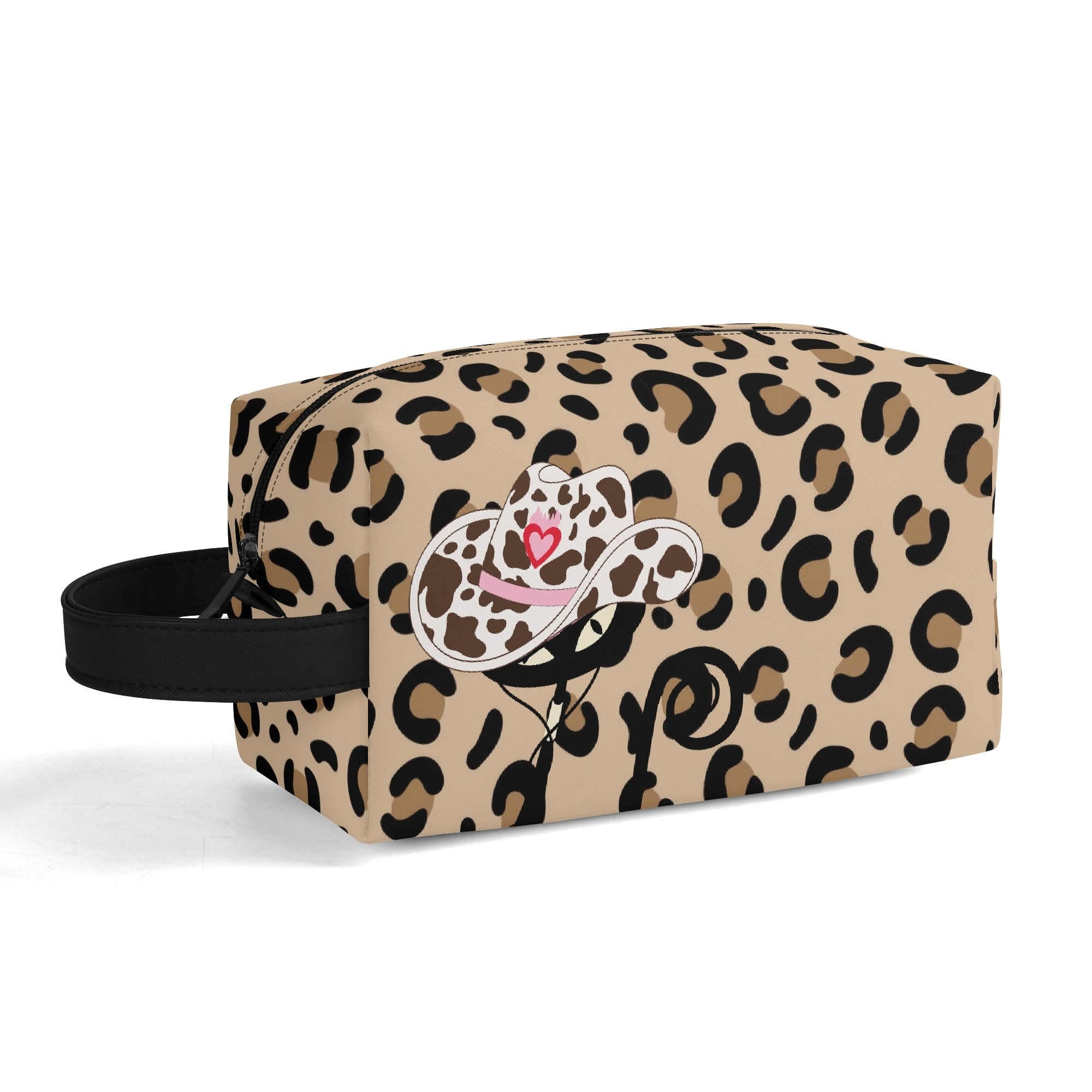 Kate McEnroe New York Atomic Cat Cowgirl Leopard Print Toiletry Bag, Retro Western Kitsch Dopp Kit, Mid Century Modern Travel OrganizerCosmetic &amp; Toiletry BagsW8MQZZOW - 2