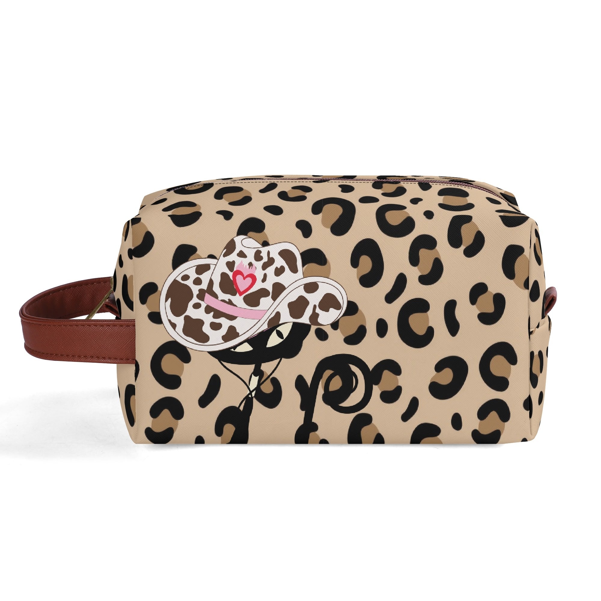 Kate McEnroe New York Atomic Cat Cowgirl Leopard Print Toiletry Bag, Retro Western Kitsch Dopp Kit, Mid Century Modern Travel OrganizerCosmetic &amp; Toiletry BagsW8MQZZOW - 1